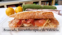 Brascada, bocadillo Valenciano de ternera, cebolla y jamón serrano