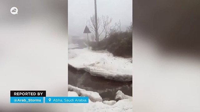 Heavy hail and floods hit Abha, Saudi Arabia.