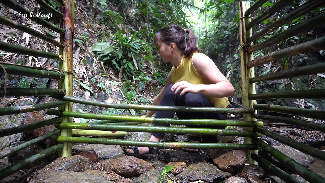 Building Survival Shelter, Bushcraft Hut   Solo Bushcraft & Camping - Free Bushcraft #65