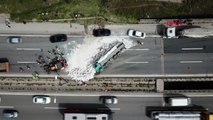 TEM Otoyolu'nda zincirleme kaza; İstanbul yönü trafiğe kapandı