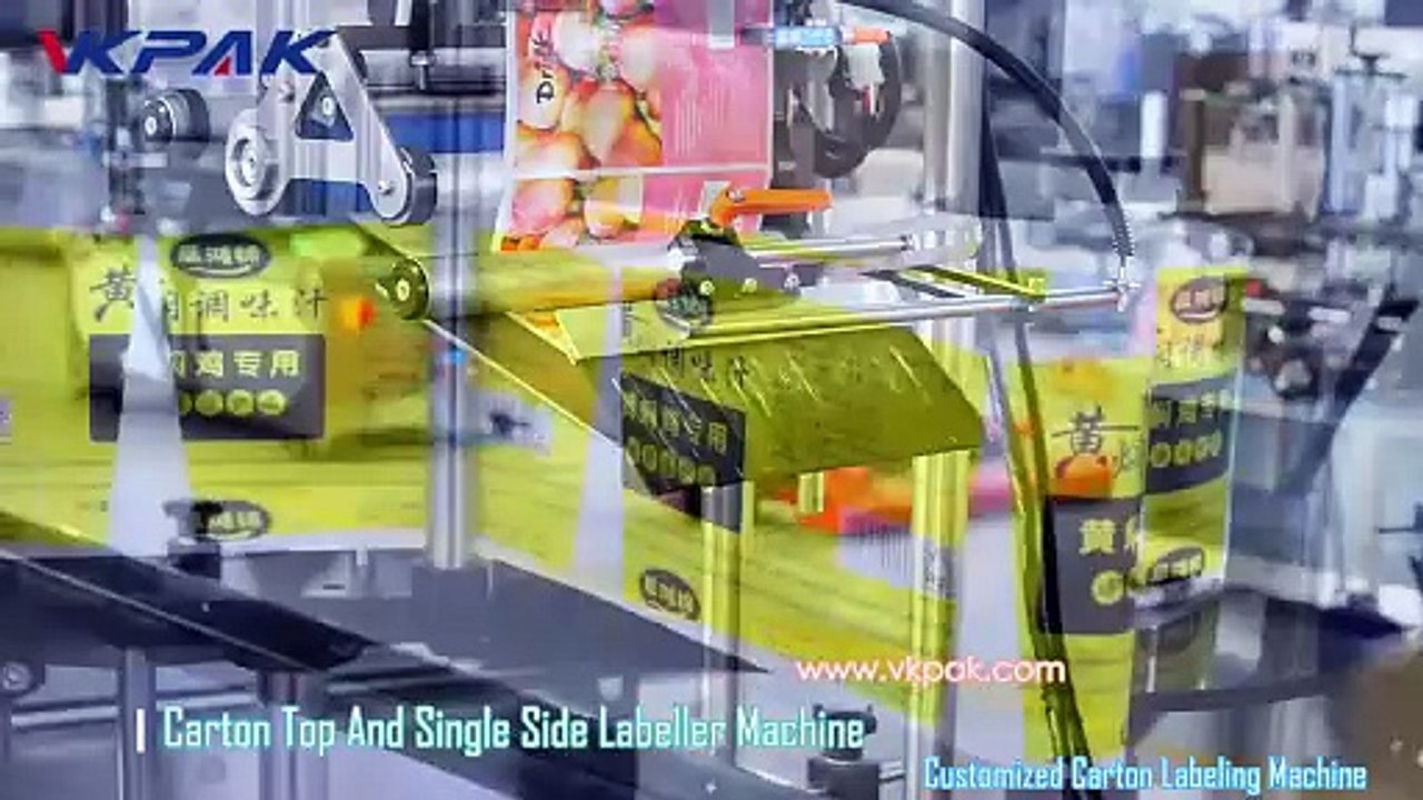 Machine automatique à étiqueter les cartons sur le dessus et sur le côté