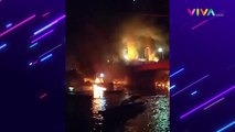 Kapal Meledak dan Terbakar di Jembatan Ampera Palembang