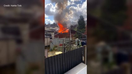 Eyewitness captures moment her neighbour's shed goes up in flames