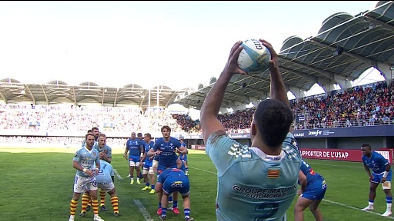 TOP 14 - Essai de Jacobus VAN TONDER (USAP) - USA Perpignan - Castres Olympique
