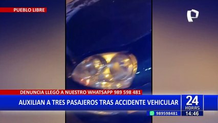 Pueblo Libre: Auxilian a pasajeros de taxi tras accidente vehicular