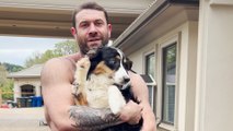 Terrified Aussie Puppy Melts Into Her New Dad's Arms