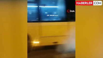 Maltepe'de seyir halindeki otobüsten dumanlar yükseldi