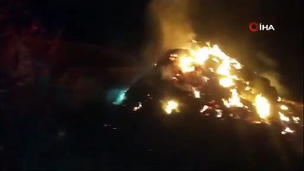 Alaca’da 700 saman balyası alev alev yandı