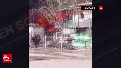 Başkentteki iş yeri yangınına çok sayıda itfaiye ekibi sevk edildi