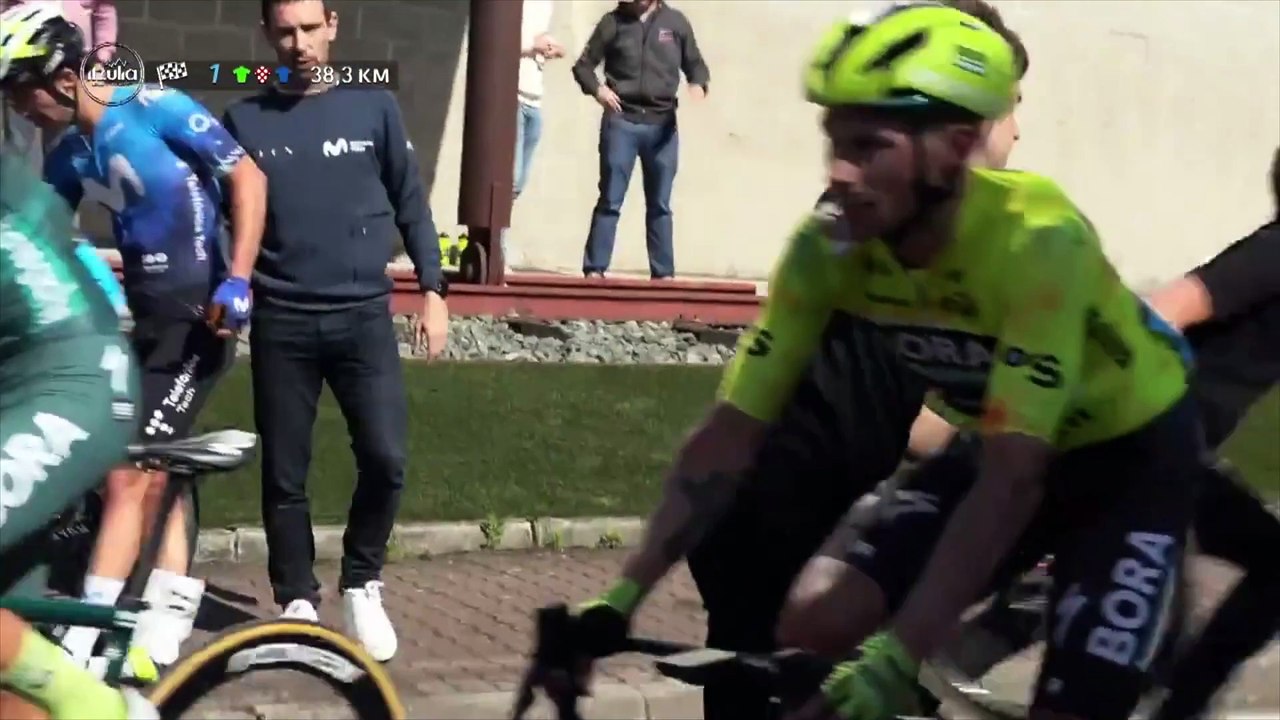 Cyclisme - Tour du Pays basque 2024 - La grosse chute de Primoz Roglic à 40 km de l'arrivée de la 3e étape