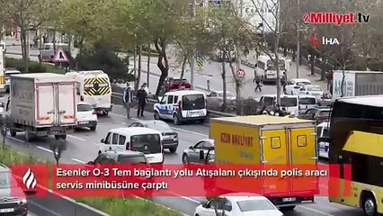 Polis aracı servis minibüsüne çarptı: 4 yaralı