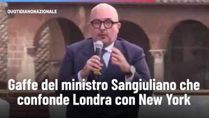 Gaffe del ministro Sangiuliano che confonde Londra con New York