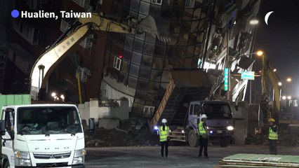 Emergency workers clean up in Hualien after deadly Taiwan quake
