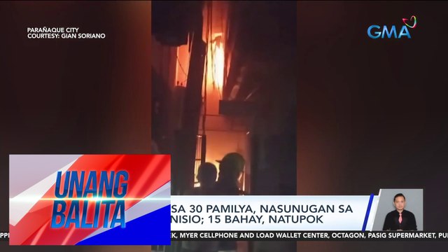 Hindi bababa sa 30 pamilya, nasunugan sa Brgy. San Dionisio; 15 bahay, natupok | UB