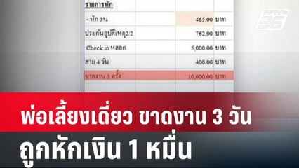 พ่อเลี้ยงเดี่ยว ขาดงาน 3 วัน ถูกหักเงิน 1 หมื่น| โชว์ข่าวเช้านี้ | 4 เม.ย. 67