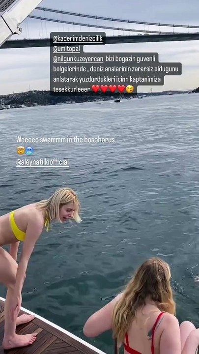 Aleyna Tilki ile Serel Yerel'i Boğaz'a atladı
