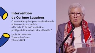 Intervention de Corinne Luquiens, membre du Conseil constitutionnel, devant les élèves du lycée de la Versoie à Thonon-les-Bains