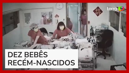 Enfermeiras de Taiwan agarram incubadoras para salvar bebês durante terremoto