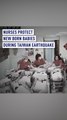 Nurses protect new born babies during Taiwan earthquake