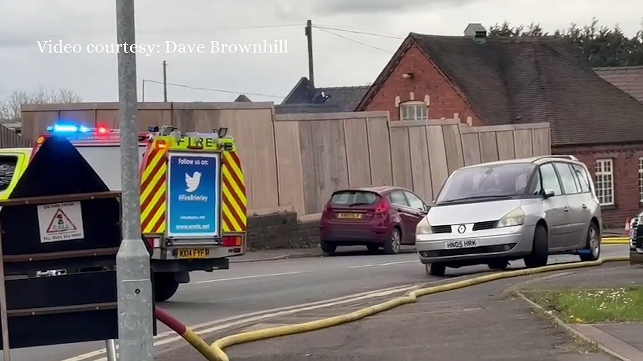 Roads closed in Cradley as fire crews deal with fire - footage from the scene