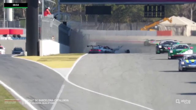 Porsche Sprint Challenge Southern Europe Sport Division 2024 Catalunya Qualifying 1 Knutsson Big Crash