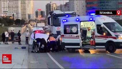 Esenyurt'ta beton mikserinin altında kalan motosikletli can verdi