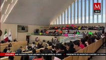 Morenistas se manifiestan en el Congreso de Guanajuato por el asesinato de la candidata de Celaya
