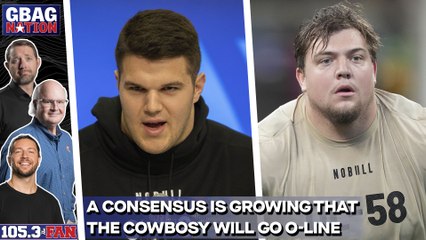 Who are the major outlets mocking to the Cowboys in Round 1?