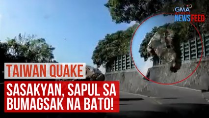 #TaiwanQuake – Sasakyan, sapul sa bumagsak na bato! | GMA Integrated Newsfeed