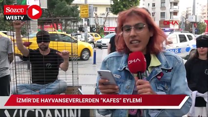 İzmir'de hayvanseverlerden 'kafes' eylemi