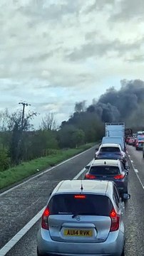 Massive vehicle fire causes huge problems on A1 near Doncaster