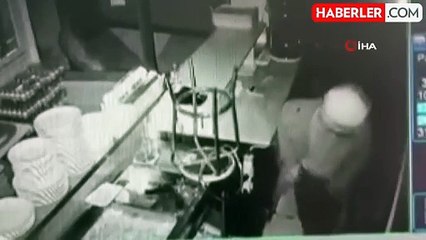 İş yerindeki hırsızlık anı kameralara yansıdı