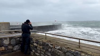 Storm Kathleen batters Castletown at high tide