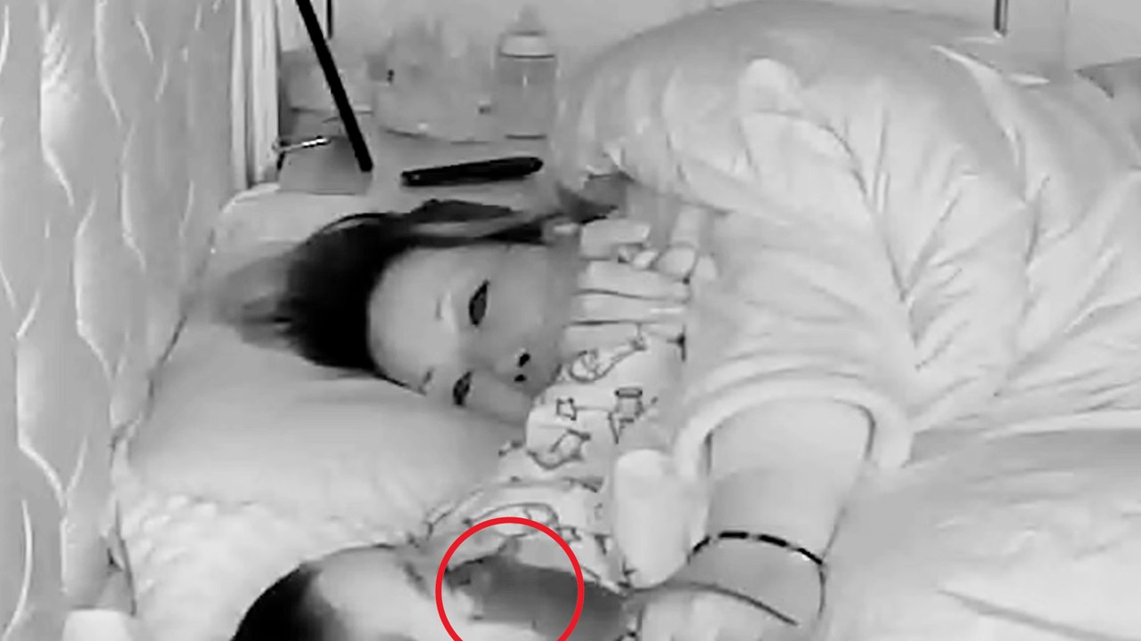 Mutter erwacht mit Schrecken, nachdem eine Maus über das Gesicht ihres schlafenden Babys gekrabbelt ist