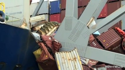 La demolizione e pulizia del ponte distrutto a Baltimora