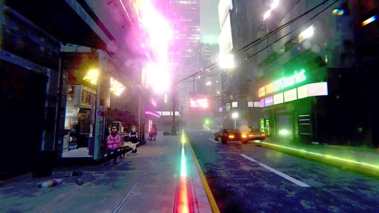 Im Adventure Techno Banter arbeitet ihr als Türsteher in einer neongefluteten Metropole