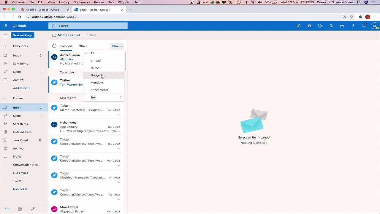 How to FILTER Your Microsoft Outlook Email Inbox for Office 365 - Web Based | New