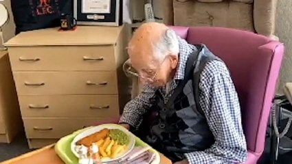 World’s oldest man enjoys weekly fish and chips he credits as secret to old age