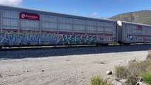 UP 8521 Leads Northbound Manifest Train Passes Through Blue Cut CA