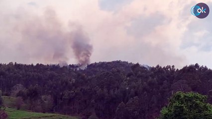 Cantabria sufre 28 incendios forestales y cortan el tráfico ferroviario en Casar de Periedo