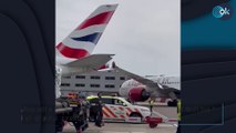 Tremendo susto en el aeropuerto de Heathrow en Londres: dos aviones chocan en la pista de la terminal 3