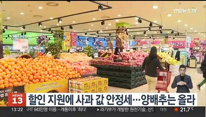 할인 지원에 사과 값 안정세…양배추는 올라