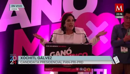 Xóchitl Gálvez festeja su triunfo en un hotel de la CdMx