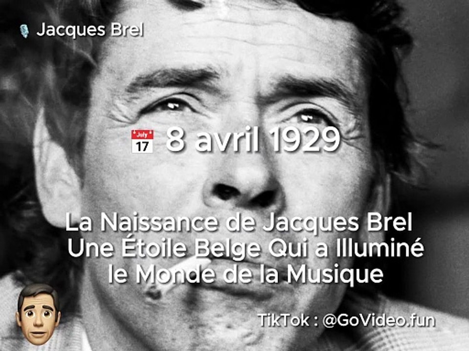  8 avril 1929 - La Naissance de Jacques Brel Une Étoile Belge Qui a Illuminé le Monde de la Musique