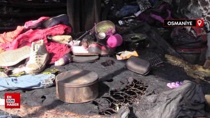 Osmaniye'de depremzede ailenin yaşadığı konteyner küle döndü