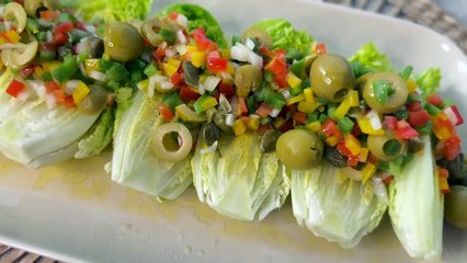 Cogollos de lechuga con vinagreta casera