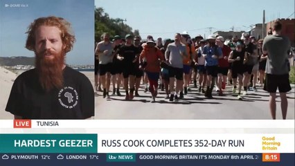 'Hardest geezer' Russ Cook describes relief after finishing run the length of Africa