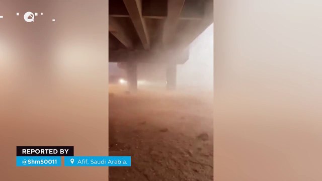 Strong storms causing serious flooding in Afif, Saudi Arabia.