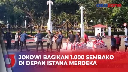 Jelang Lebaran, Jokowi Bagikan 1.000 Paket Sembako di Depan Istana Merdeka