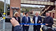 Network North: Rail Minister Huw Merriman cuts the ribbon at refurbished station on Sheffield-Manchester line